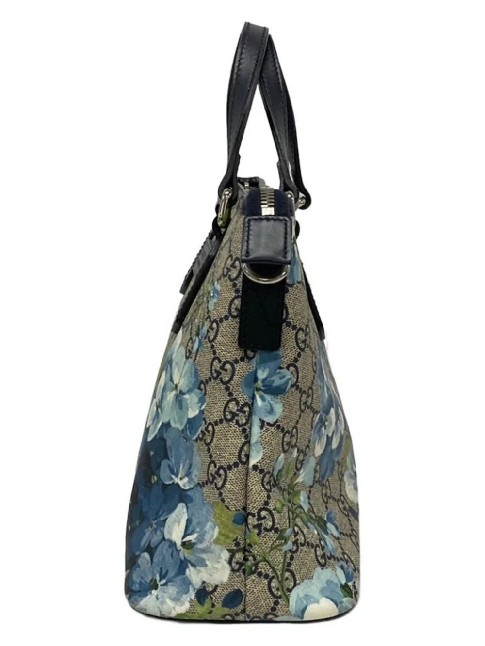 GUCCI GG Blooms 429019 Beige Ebony Navy PVC Leather Handbag - Picture 2 of 15